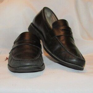 Johnston & Murphy Ainsworth Black Leather Loafers Size 9 M Sheepskin Interior